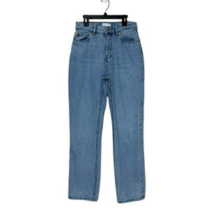 H&M blue light wash button closure straight legs jeans size 6